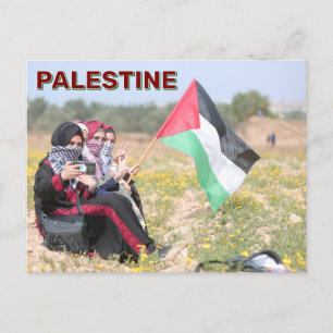 Girls Holding Palestinian Flag Postcard