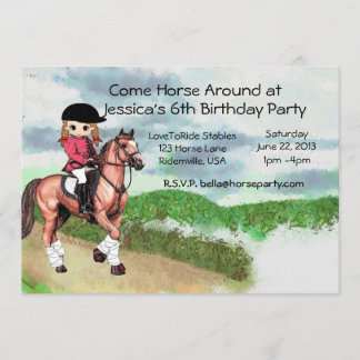 Girl's Horse Birthday Party Invitation