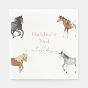 Girl's Horse Birthday Party Napkins