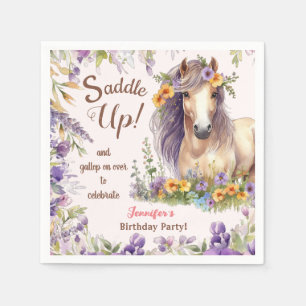 Girls Horse Birthday Party Paper Napkin