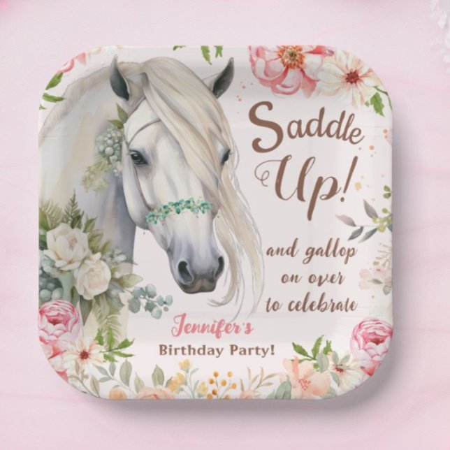 Girls Horse Birthday Party Paper Plates (Creator Uploaded)