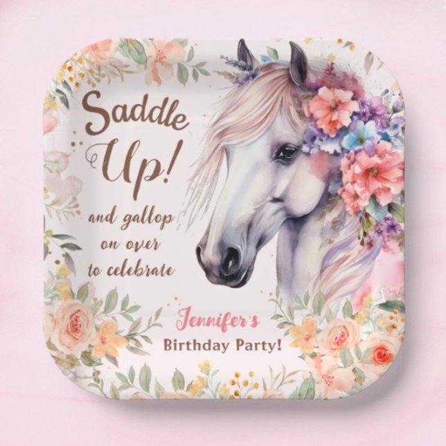 Girls Horse Birthday Party Paper Plates (Creator Uploaded)