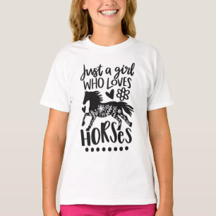 Girls Horse Hoodie, Just a Girl Who Loves Horse, H T-Shirt