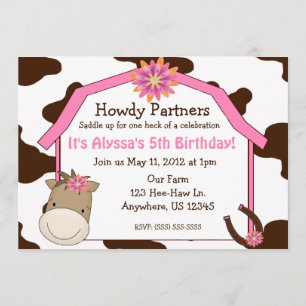 Girls Horse with Barn Birthday Invitation