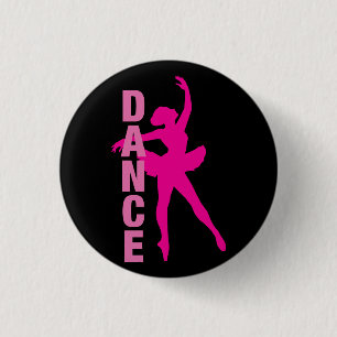 Girls Hot Pink Ballerina Dance 3 Cm Round Badge