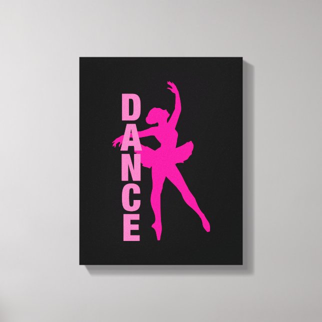 Girls Hot Pink Ballerina Dance Canvas Print (Front)