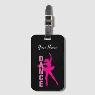 Girls Hot Pink Ballerina Dance Luggage Tag