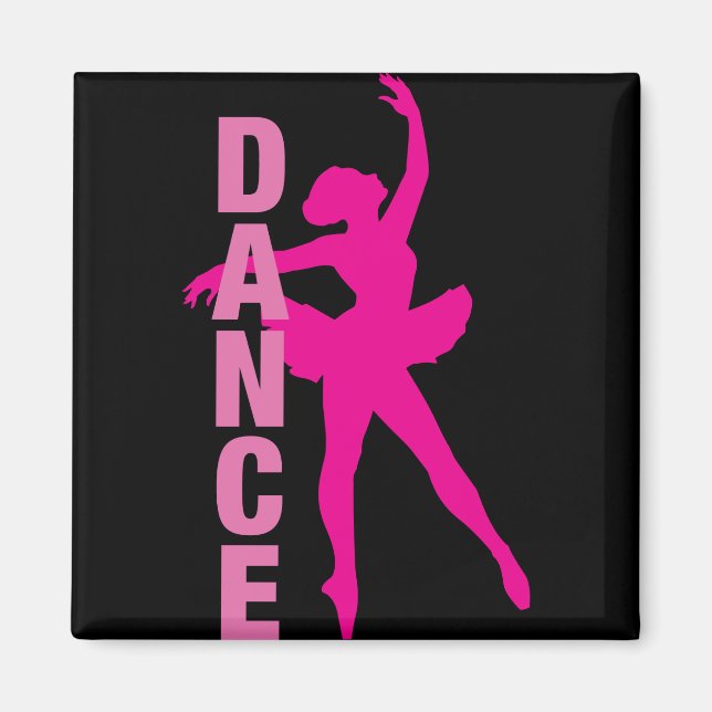 Girls Hot Pink Ballerina Dance Magnet (Front)