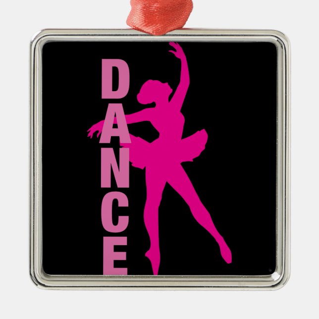 Girls Hot Pink Ballerina Dance Metal Tree Decoration (Front)
