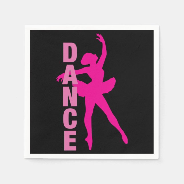Girls Hot Pink Ballerina Dance Napkin (Front)