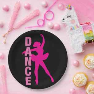 Girls Hot Pink Ballerina Dance Paper Plate