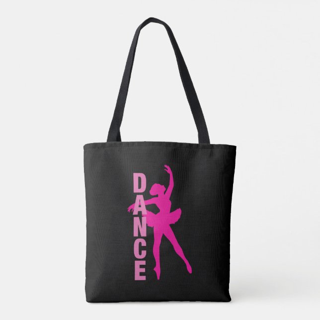 Girls Hot Pink Ballerina Dance Tote Bag (Back)