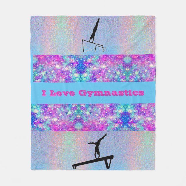 Girls I Love Gymnastics Fleece Blanket (Front)