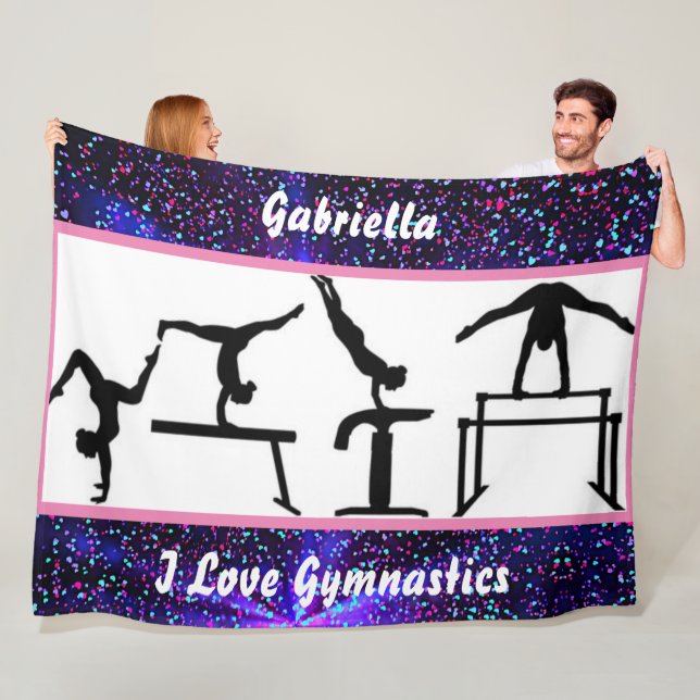 Girls I Love Gymnastics Fleece Blanket for Gymnast (In Situ)