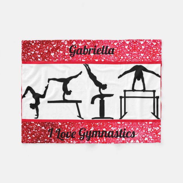 Girls I Love Gymnastics Fleece Blanket for Gymnast (Front (Horizontal))