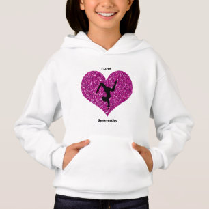 Girls I Love Gymnastics Glitter Heart T-Shirt