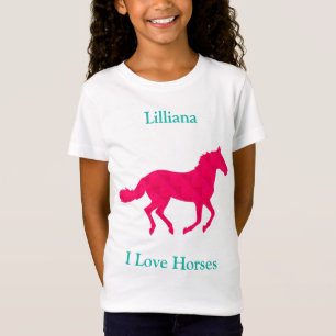 Girls "I Love Horses" Pink Horse T-Shirt