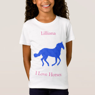 Girls "I Love Horses" Royal Blue Horse T-Shirt