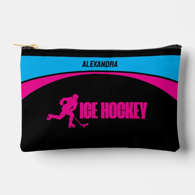 Girls Ice Hockey, Birthday Party, Hockey Player  Accessory Pouch (Front)