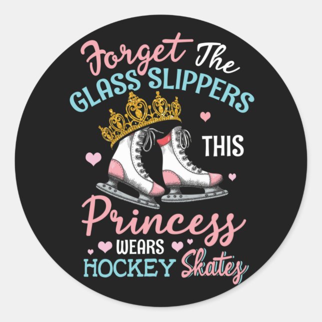 Girls Ice Hockey This Princess Wears Hockey Skates Classic Round Sticker (Front)