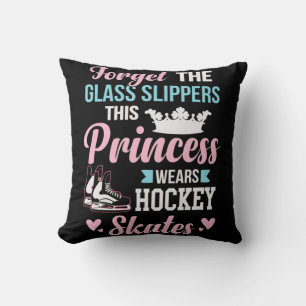 Girls Ice Hockey This Princess Wears Hockey Skates Cushion