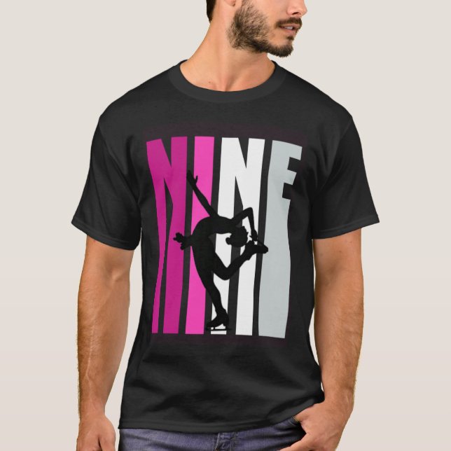 Girls Ice Skating Birthday 9th Ice Skater Queen Fi T-Shirt (Front)