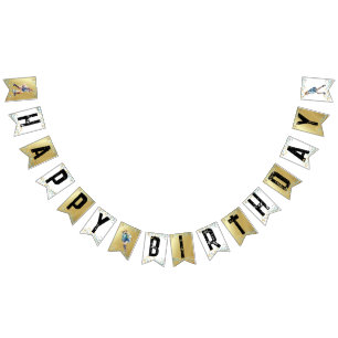 Girls Ice Skating Ice Hockey Happy Birthday Bunting