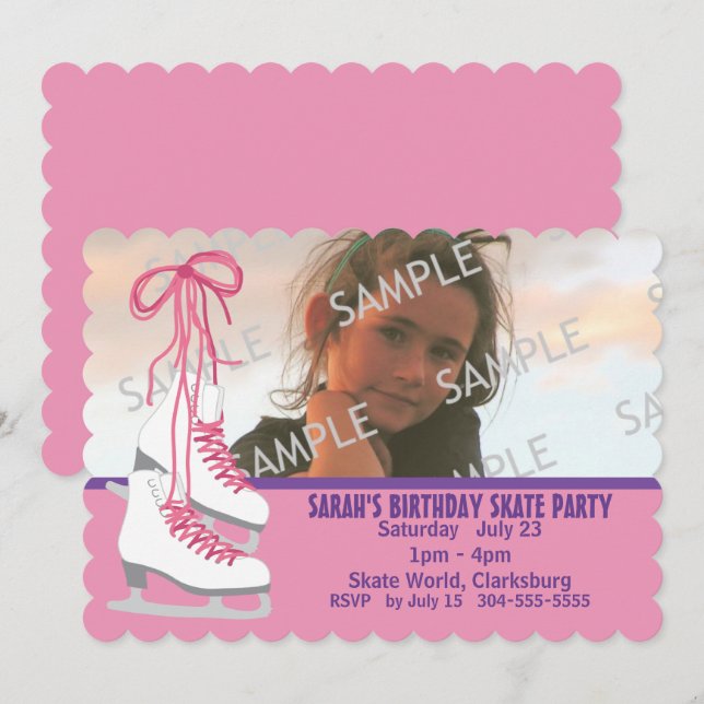 Girl's Ice Skating Party Invitation (Front/Back)