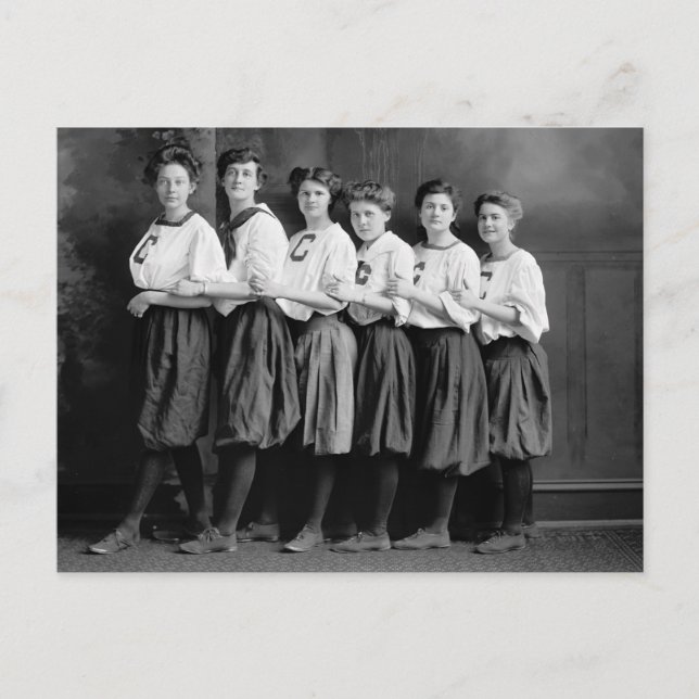 Girls in Bloomers, early 1900s Postcard (Front)