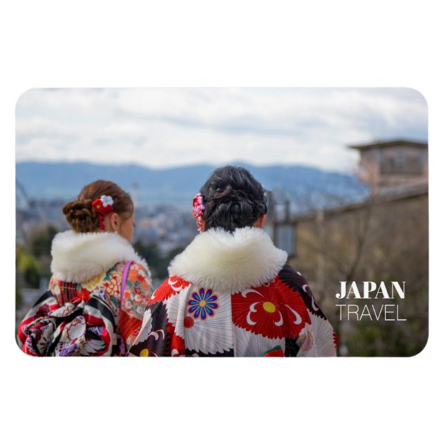 Girls in Kimono, Kyoto, Japan Travel Souvenir Magnet (Horizontal)