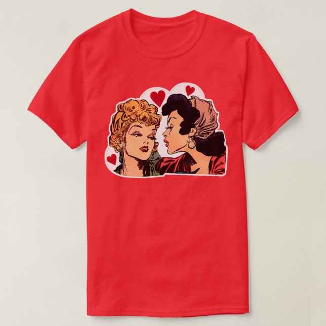 Girls in love Yes girls flirting T-Shirt (Design Front)