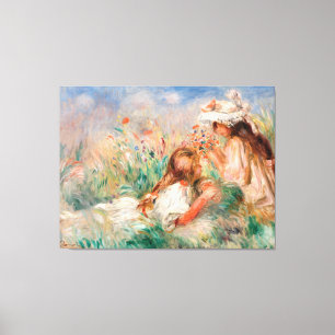 Girls in the Grass Arranging a Bouquet Canvas Print