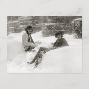 Girls in the Snow, 1922 Postcard