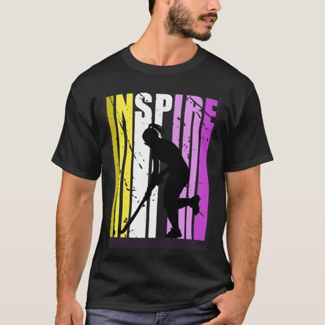Girls Inspire Hockey Coach Birthday Coaching Fan I T-Shirt (Front)