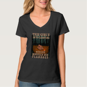 Girls Into Camping With Her Bouvier Des Flandres D T-Shirt