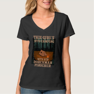 Girls Into Camping With Her Doberman Pinscher Dog T-Shirt