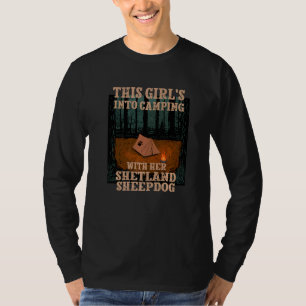 Girls Into Camping With Her Shetland Sheepdog Dog T-Shirt