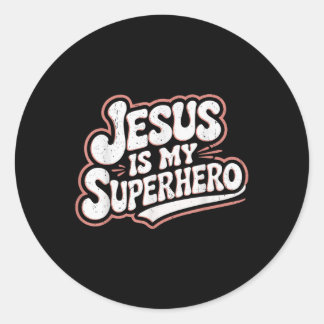 Girls Jesus Is My Superhero Christian Toddler Sist Classic Round Sticker