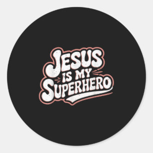 Girls Jesus Is My Superhero Christian Toddler Sist Classic Round Sticker