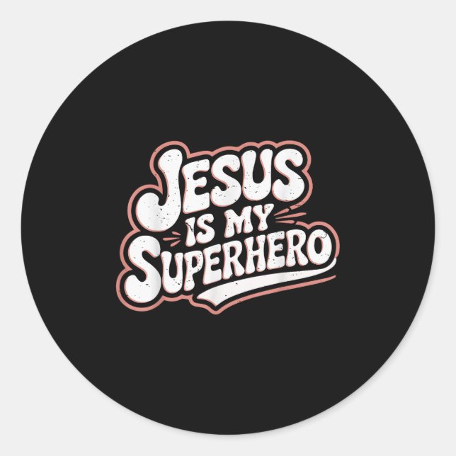Girls Jesus Is My Superhero Christian Toddler Sist Classic Round Sticker (Front)