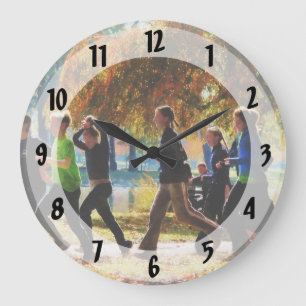 Girls Jogging On an Autumn Day Large Clock