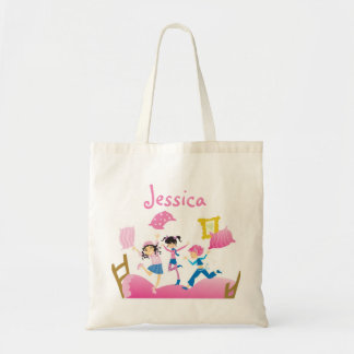 Girls Jumping on Bed Sleepover Party Tote Bag