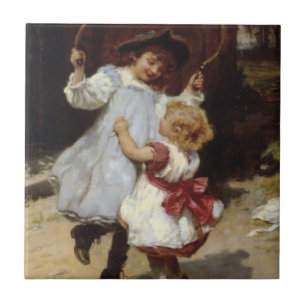 Girls Jumping with a Skipping Rope Tile