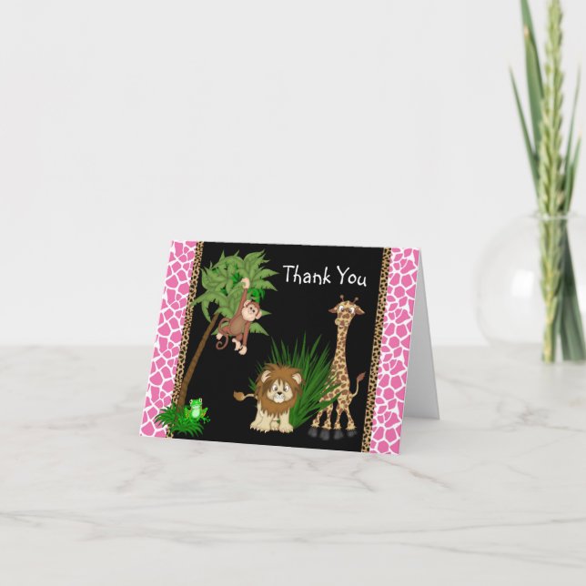 Girls Jungle Safari Thank You Cards (Front)