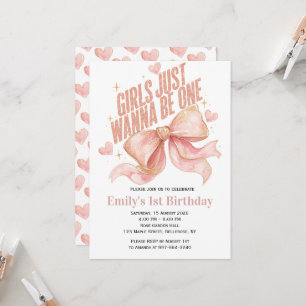 Girls Just Wanna Be One 1st Birthday Invitation