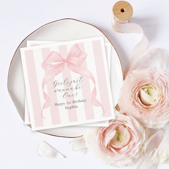 Girls Just Wanna Be One 1st Birthday Napkin (Creator Uploaded)