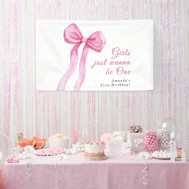 Girls just wanna be One 1st Birthday Party Banner (Party)