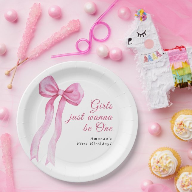 Girls just wanna be One 1st Birthday Party Paper Plate (Party)