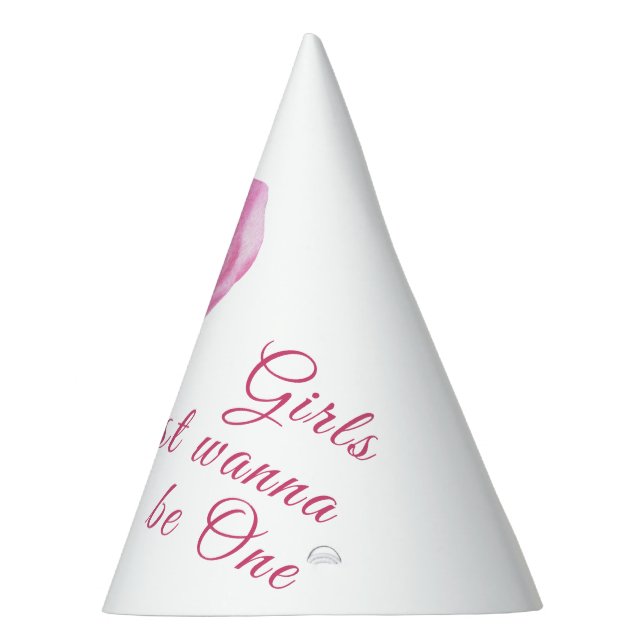 Girls just wanna be One 1st Birthday Party Party Hat (Right)