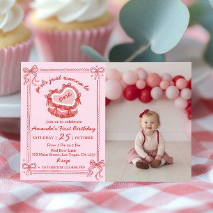 Girls Just Wanna Be One Birthday Party Invitation
